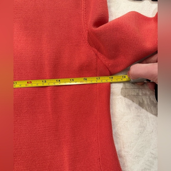 Eileen fisher coral silk/cotton blend open front cardigan with fold over cuffs - Picture 6 of 8